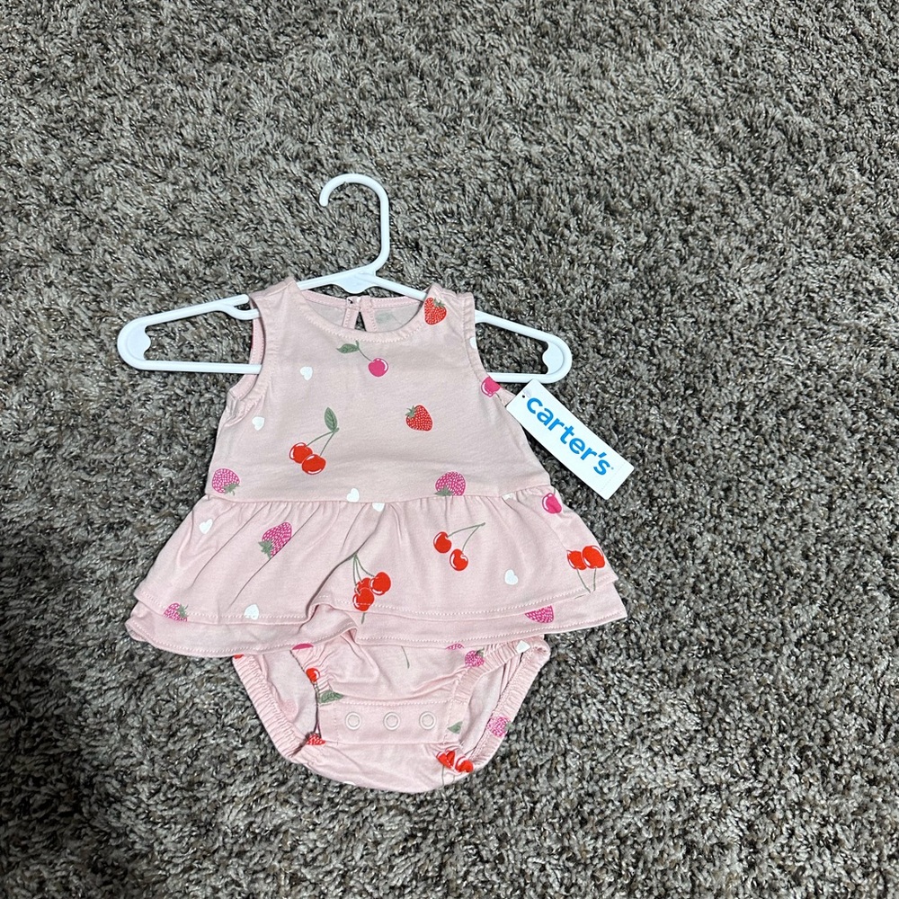 Carter's Pink Cherry Print Diaper Cover Set
